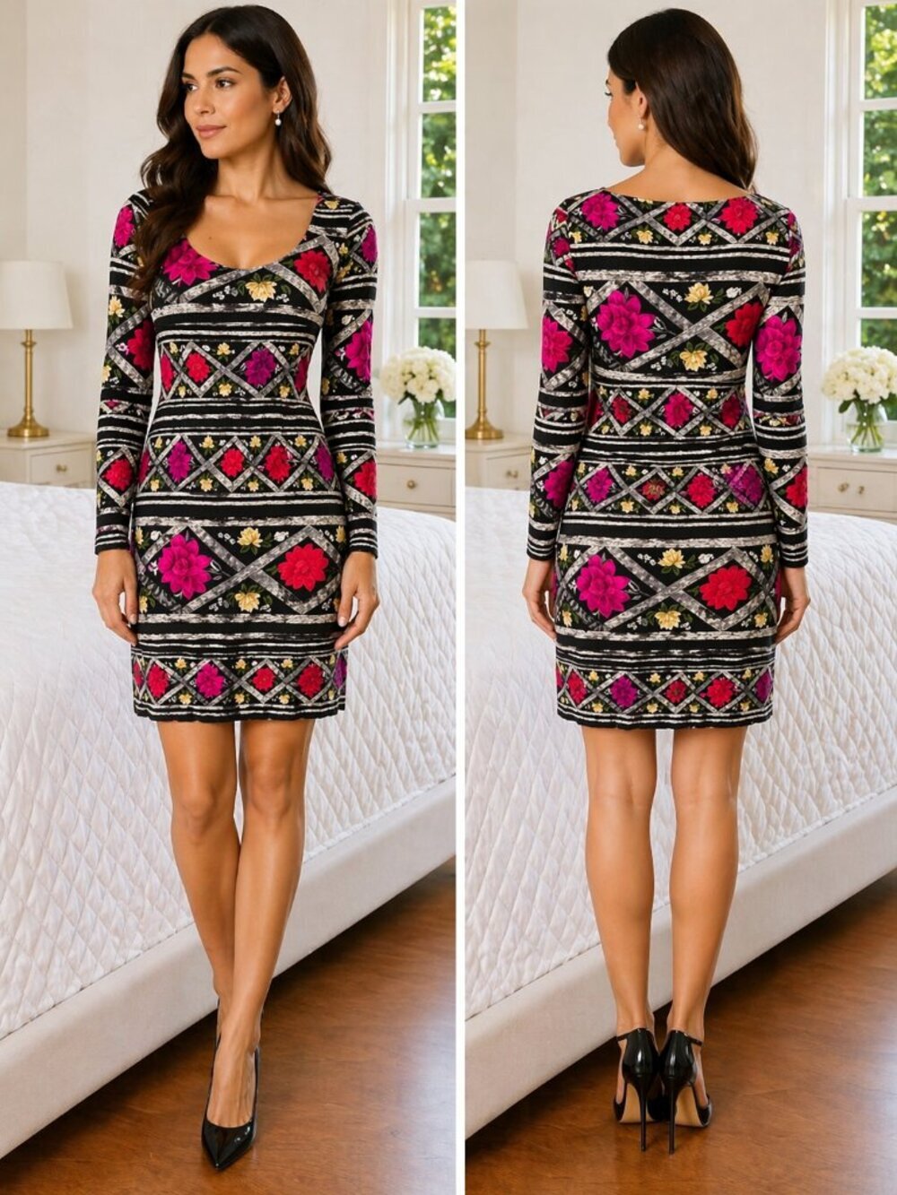 Diane von Furstenberg DVF Floral 100% Silk A-Line Dress $249